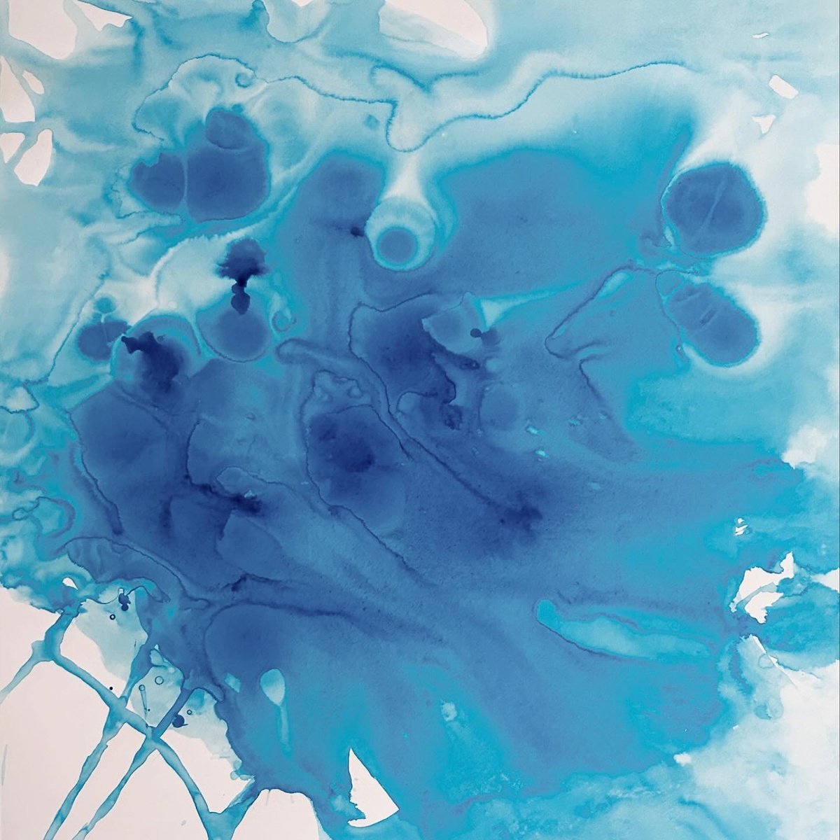 Abstract Acrylic Painting By Ryoko Minamitani, 39 X 28", Silent Flow, Original Artwork