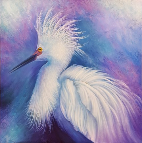 "White queen", bird painting by Anna Steshenko