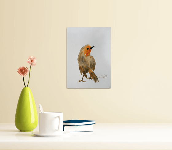 Robin I - Bird portrait /  ORIGINAL PAINTING
