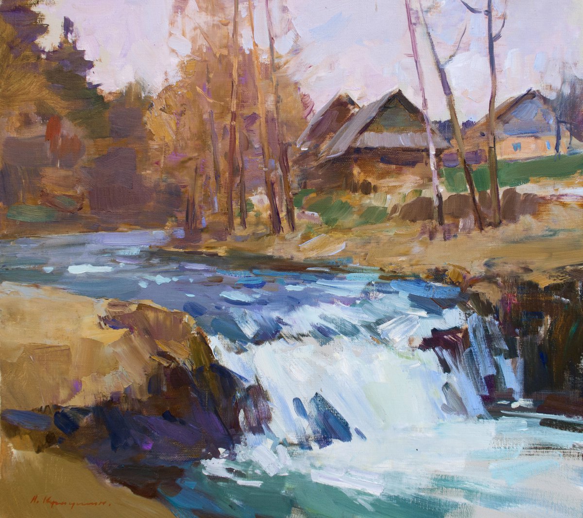 Impressionistic Landscape Oil Painting By Aleksandr Kryushyn, 24 X 22, Spring Awakening, Original Artwork