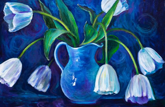 White Tulips In A Jug