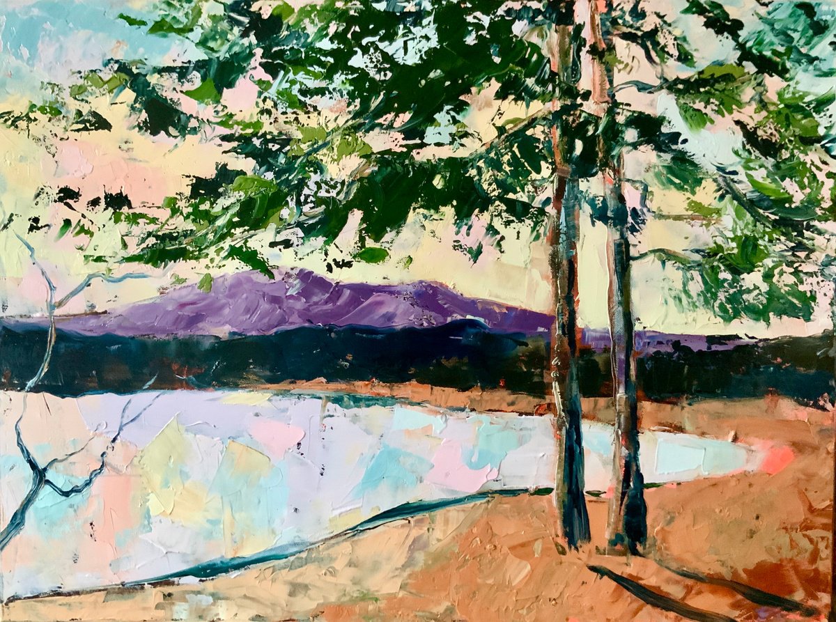 Impressionistic Landscape Oil Painting By Alexandra Jagoda (Ovcharenko), 31 X 24, Dreaming By The Lake District, Artfinder