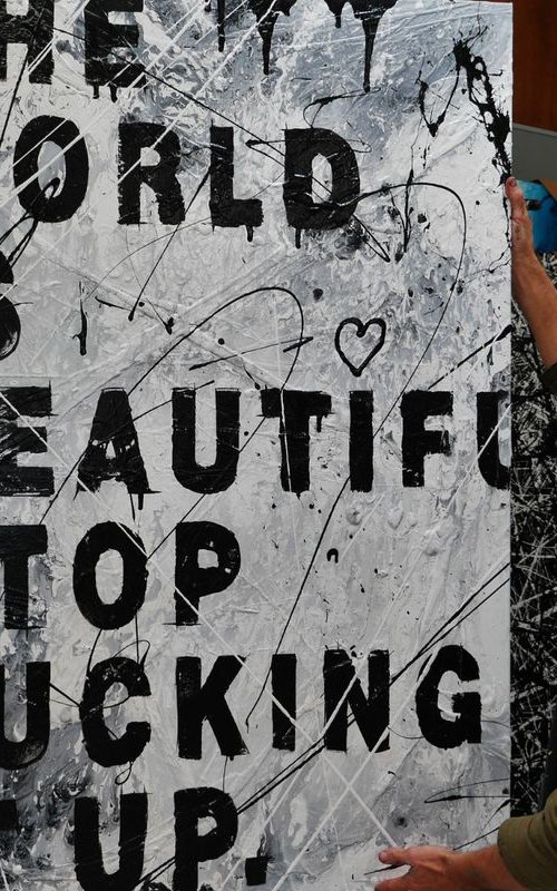 Just Stop 140cm x 100cm Huge Texture Abstract Urban Pop Art by Franko