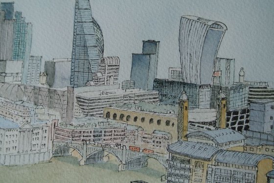View from Tate Modern, London - Original Pen & Wash