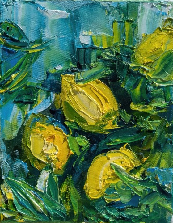 Abstract Lemon Impasto Art
