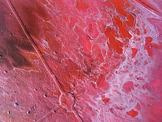 "Crimson Tide" - Original Abstract PMS Fluid Acrylic Painting - 24 x 12 inches