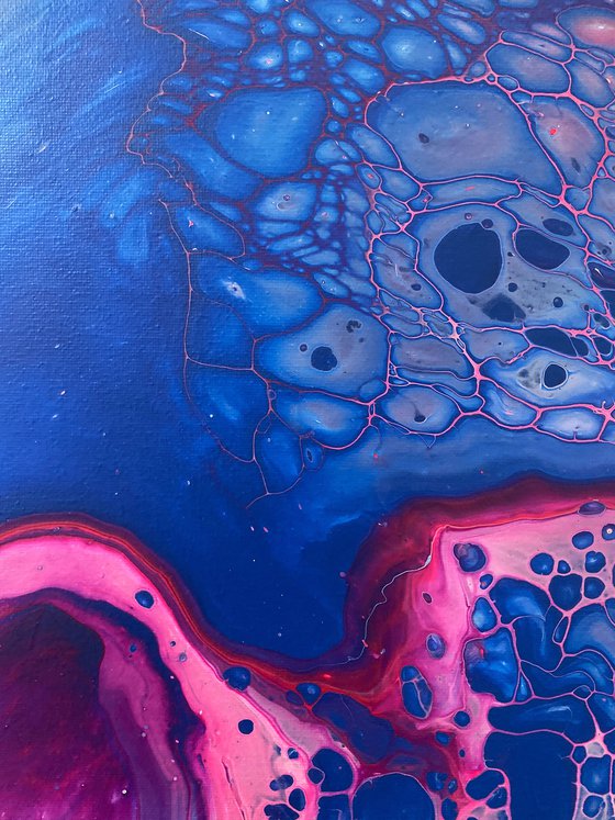 "Air Bubbles" - Original Abstract PMS Fluid Acrylic Painting - 16 x 20 inches