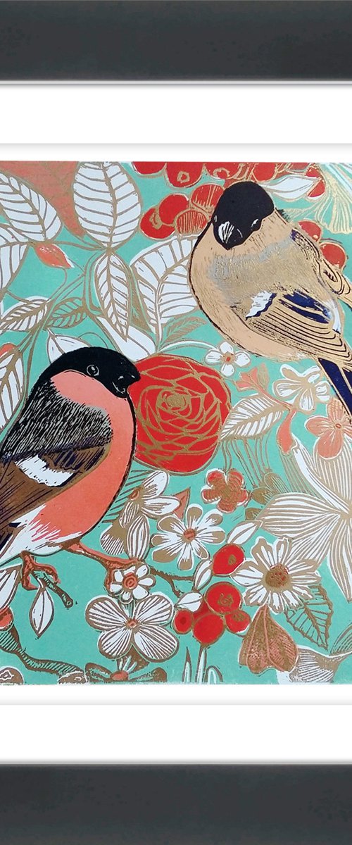 Bullfinches chinoiserie by Carolynne Coulson