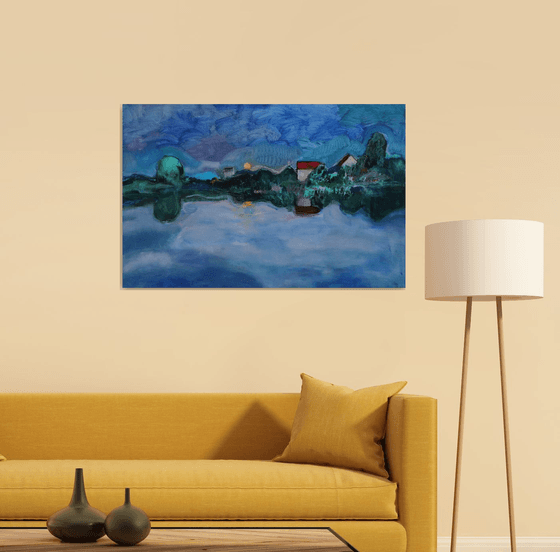 Twilight time.Moon rising