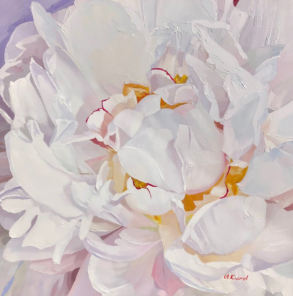 Photorealistic Botanical Oil Painting By Ulyana Korol, 24 X 24", Another Universe, Original Artwork