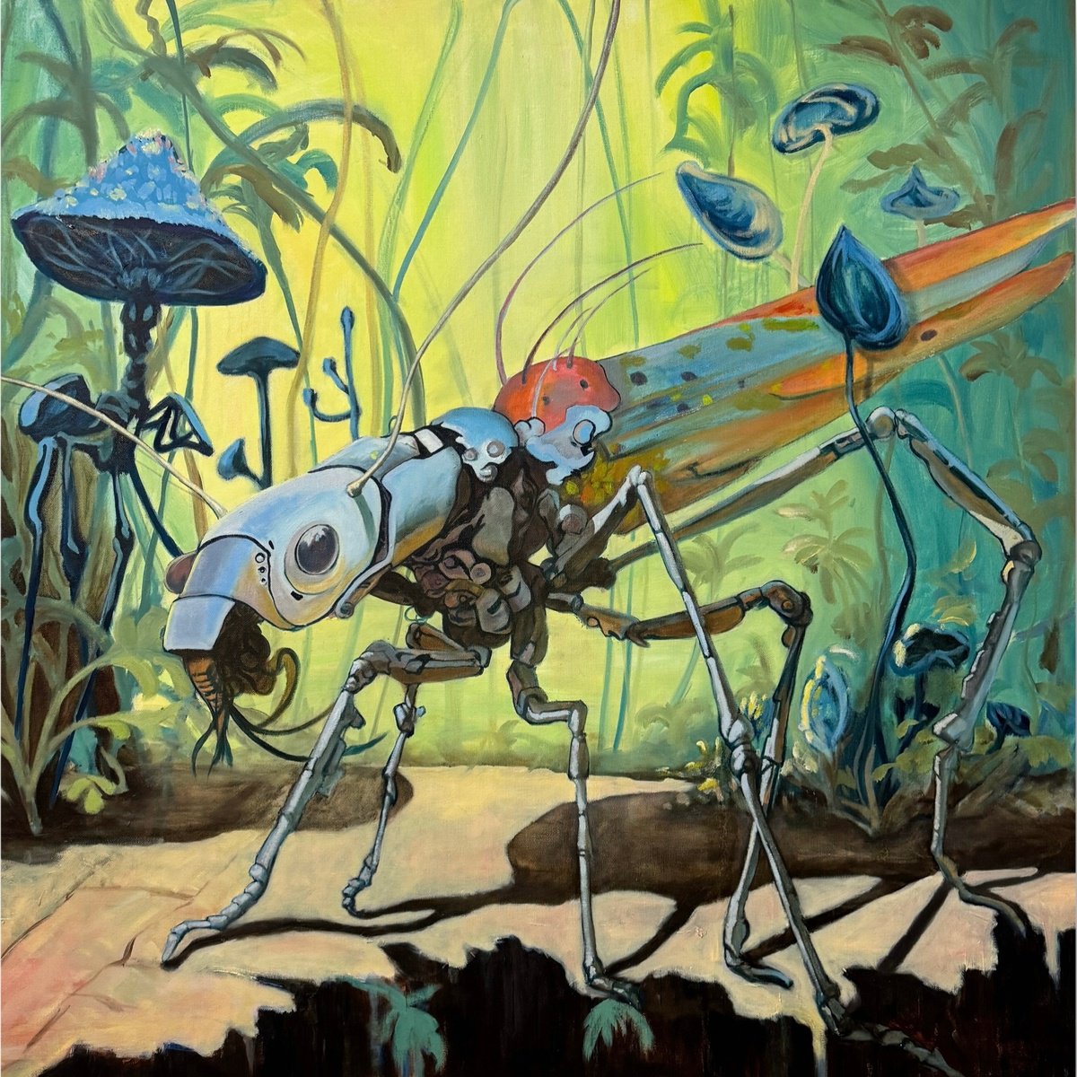 Surrealistic Animal Oil Painting By Chao Wang, 36 X 36, Arcane Whispers In The Grove, Original Artwork