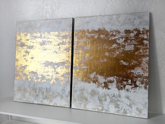 White and gold diptych