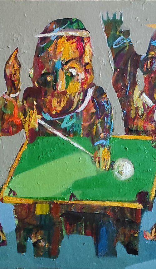 Billiard (50x70cm, oil painting, ready to hang) by Mihran Manukyan