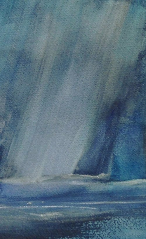 STORMY YACHT BLUES, ANGLESEY. Original Seascape Watercolour Painting. by Tim Taylor