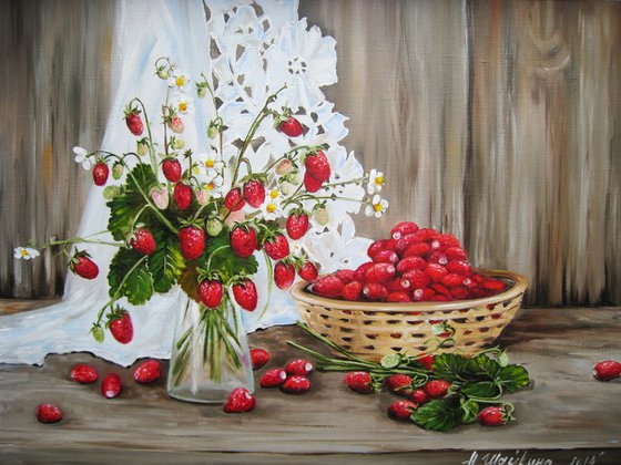 Strawberries, Rustic Still Life