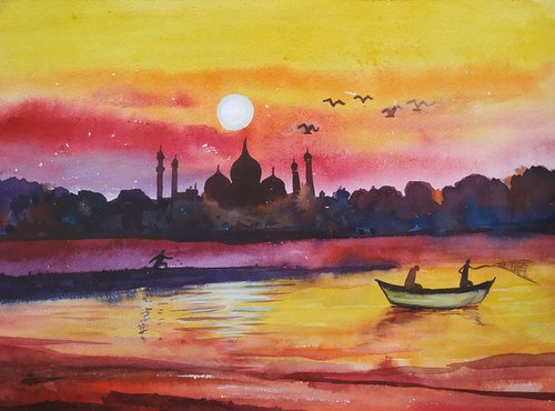 Sunrise with TAJMAHAL by SANJAY PUNEKAR
