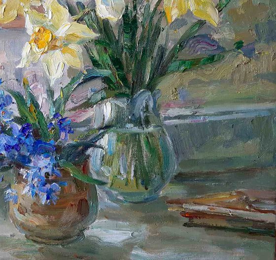 Oil painting Flowers on the window nKoval147