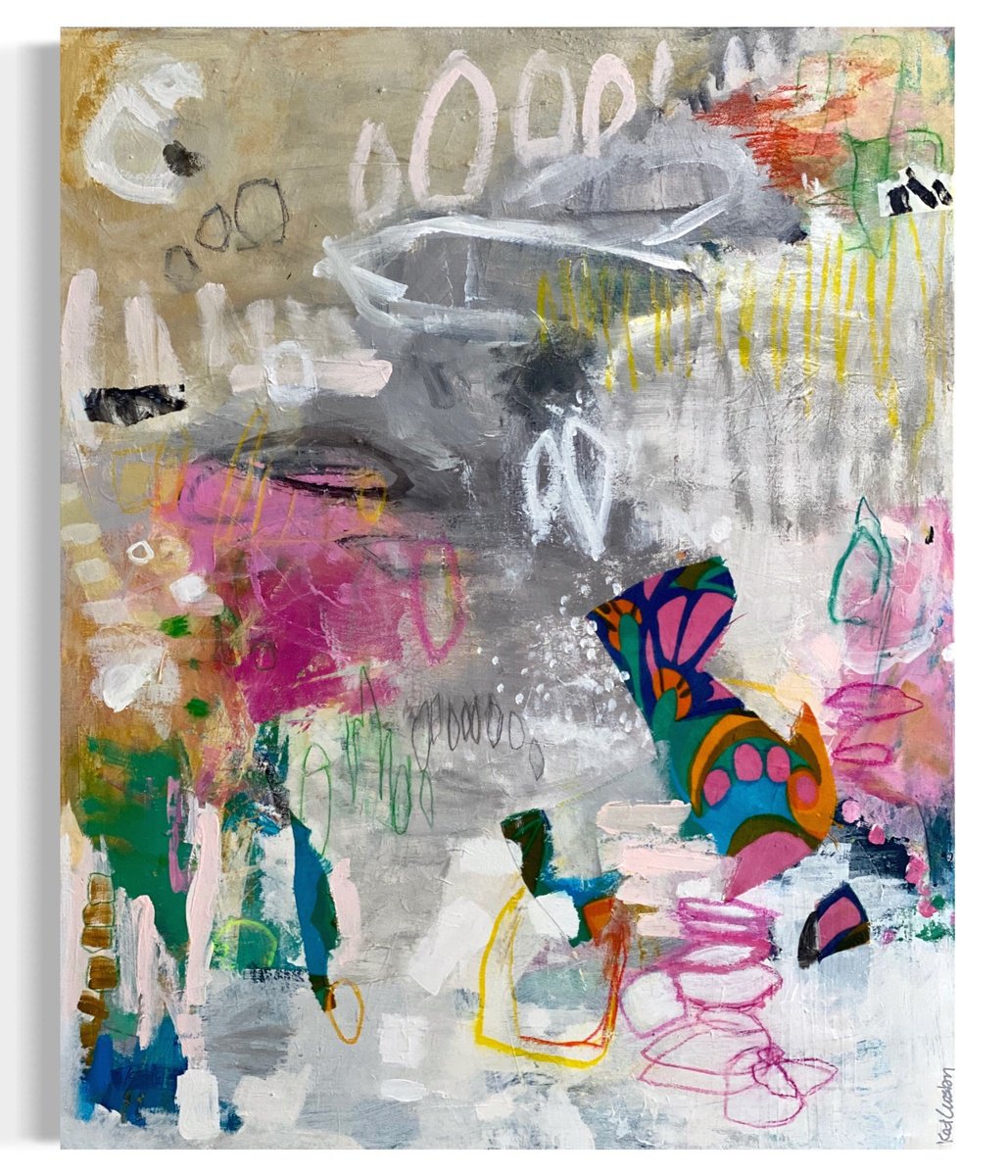 Organic Abstract Acrylic Painting By Kat Crosby, 24 X 30", Rainbows End, Original Artwork