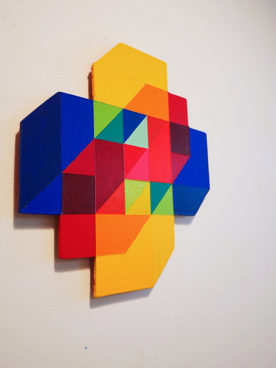 Hyper cube, color theory abstract geometry Acrylic painting by Jessica ...