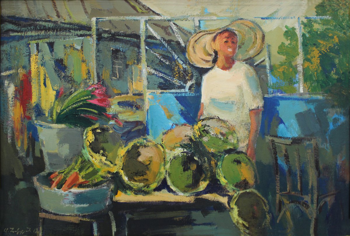 Sunflower seller Painting - One of Kind by Hrachya Hakobyan