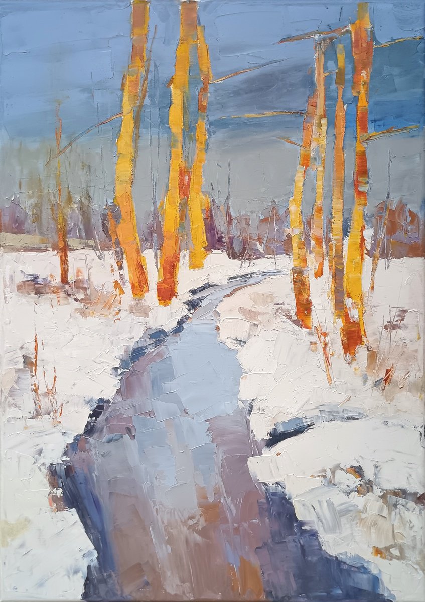 Expressive Landscape Oil Painting By Emilia Milcheva, 20 X 28, Shining Souls, Original Artwork