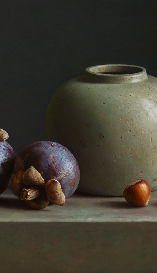 Mangosteens with a vase by Albert Kechyan