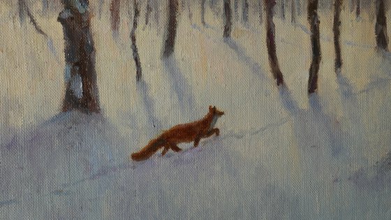 The Winter Morning In The Forest - winter landscape painting