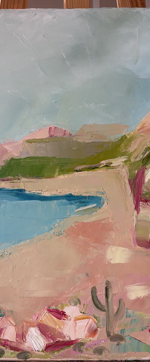 Calm multicoloured coastal ocean landscape by Daniela Nocito