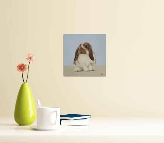 Stella. Original oil painting. Animal portrait. Bunny artwork. Easter