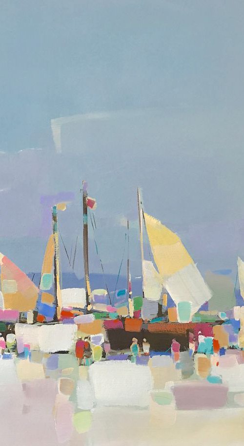 Sail Boats, Original oil painting, Handmade artwork, One of a kind by Vahe Yeremyan