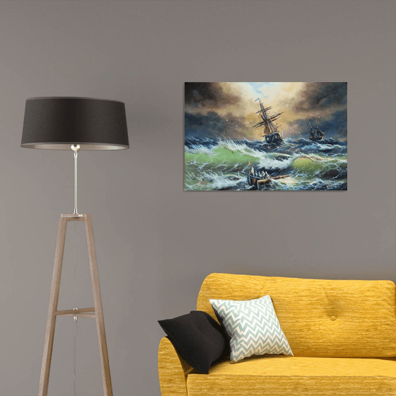 Restless sea -2 (60x90cm, oil painting)