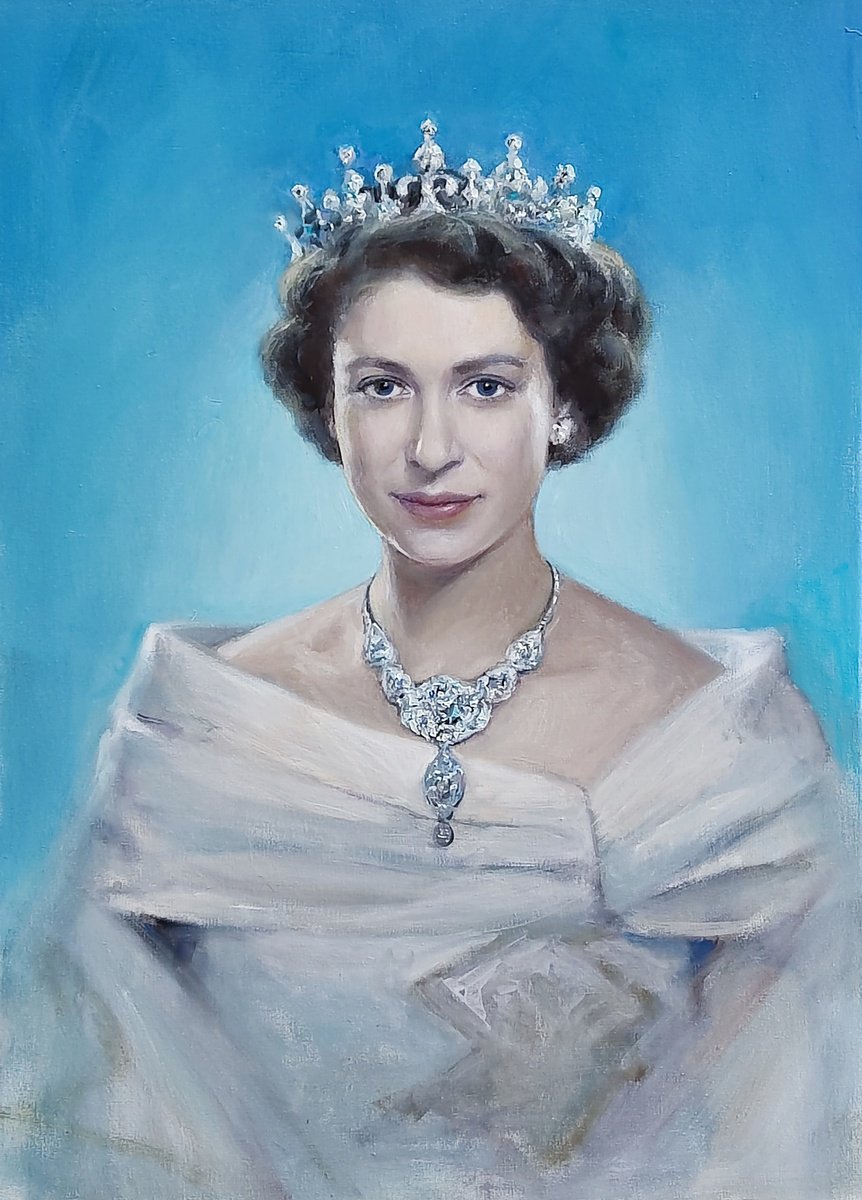 Photorealistic Oil Painting , Young Queen Elizabeth Ii By Helinda (Olga Muller), 20 X 28, Artwork For Sale On Artfinder
