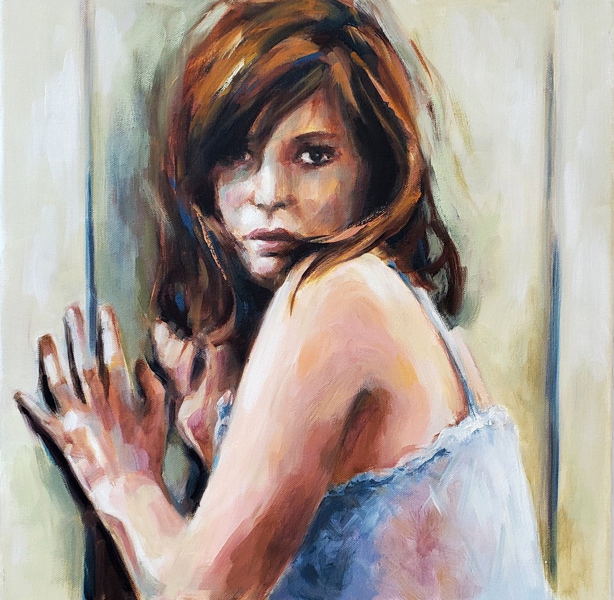 Impressionistic Portrait Oil Painting By Sal Jones, 17 X 17", Imagine The Things ......, Original Artwork