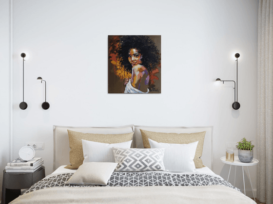 Painting portrait of a black girl - Fun