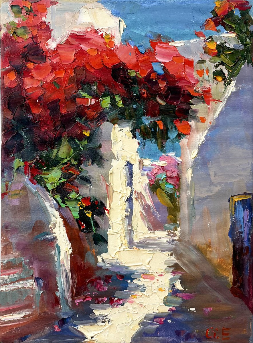 Greek Courtyard By Evgeny Chernyakovsky, 10 X 14, Artwork For Sale On Artfinder