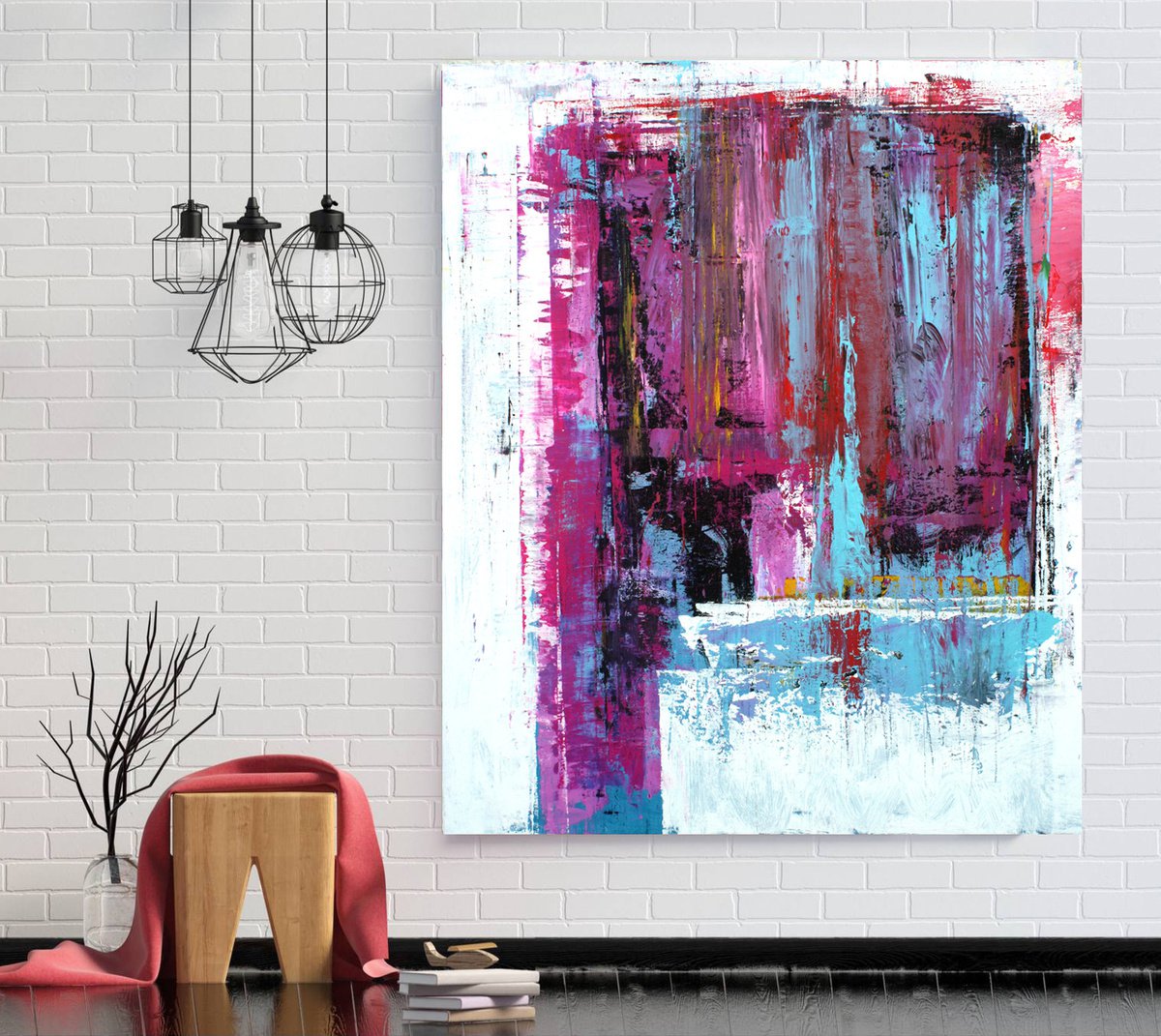 Abstract Acrylic Painting By Veljko Martinovic, 39 X 47", Large Painting - Berlin -, Original Artwork