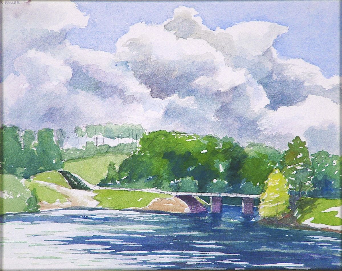 Photorealistic Landscape Watercolour By Rick Paller, 15 X 13", The Bridge At Kellogg Creek, Original Artwork