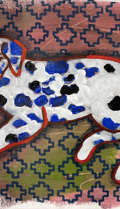 A Dalmatian on a pink background by Yuliia Chaika