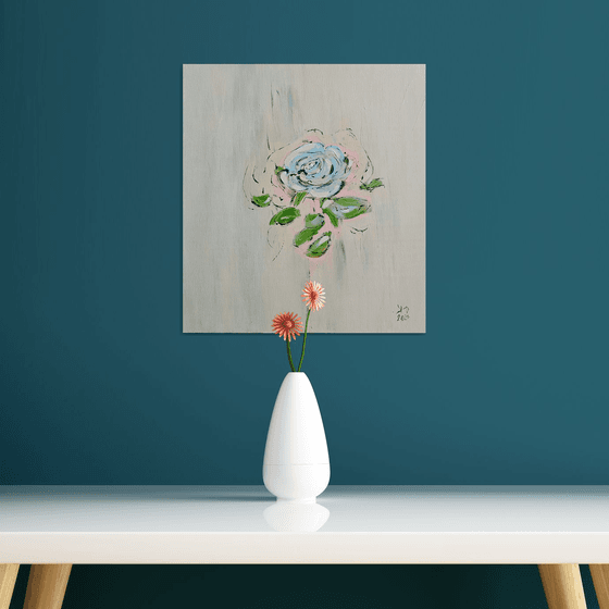 Abstract white rose on delicate soft white