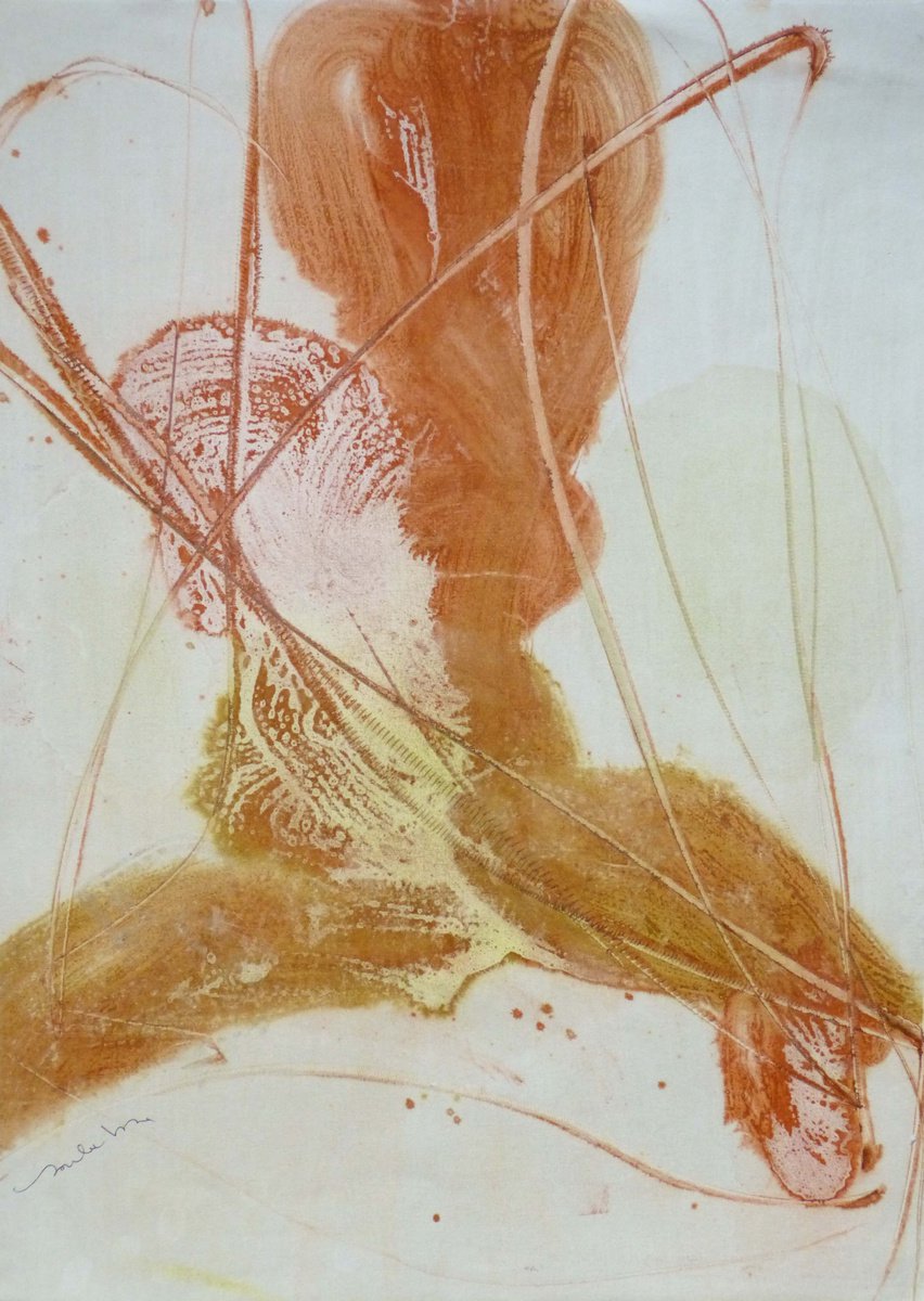 Abstract Ink Drawing By Frederic Belaubre, 17 X 23, Abstract Dn12, Original Artwork