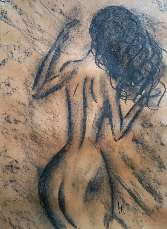 Female Nude Charcoal Art