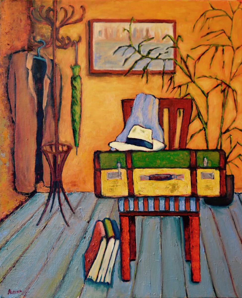 Impressionistic Transport Oil Painting By Albina Urbanek, 20 X 24, Return, Original Artwork