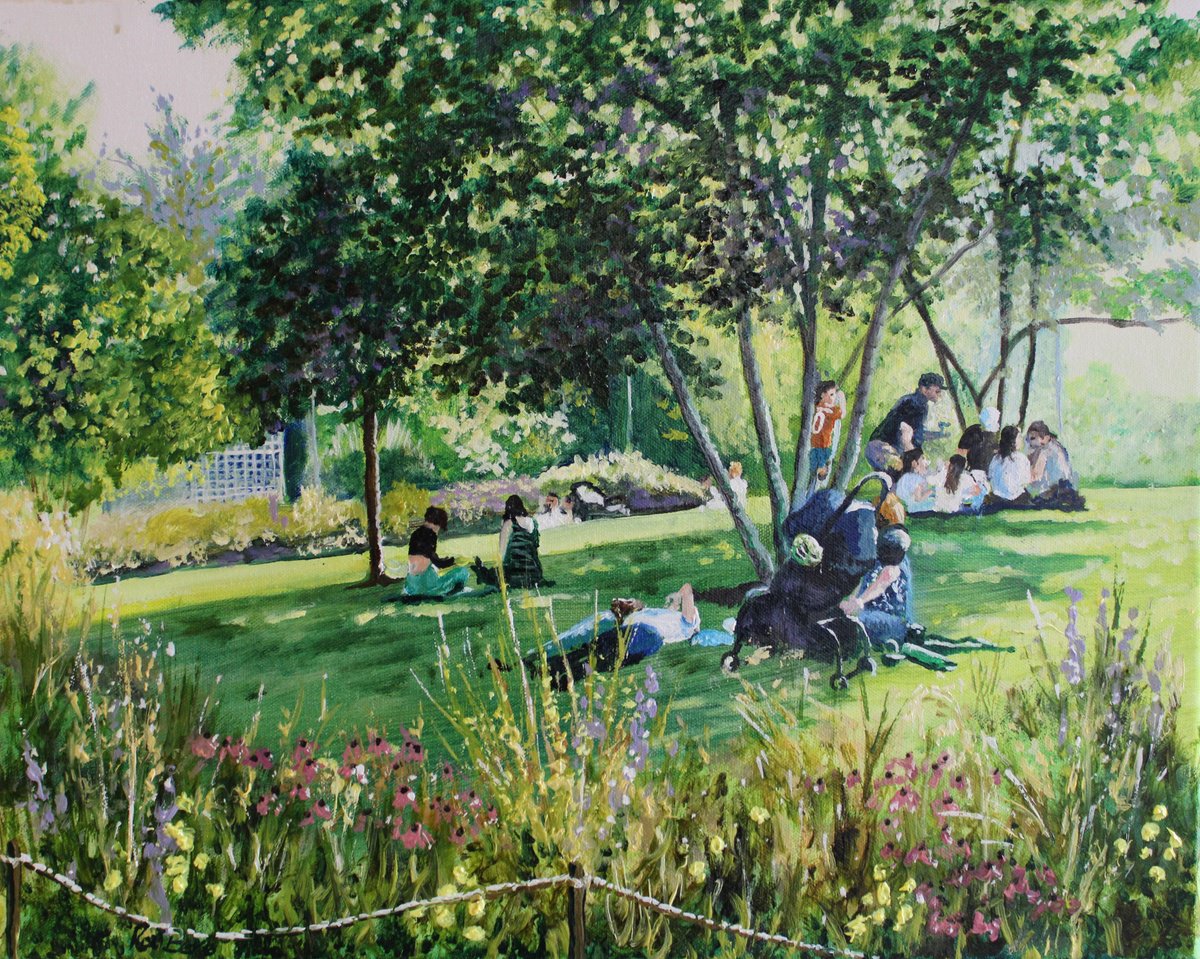 London Olympic Park picnickers by Rod Bere