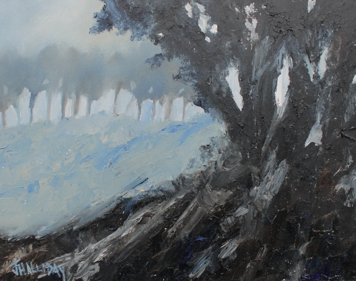 Impressionistic Landscape Oil Painting By John Halliday, 14 X 11, In The Dark Undergrowth., Original Artwork