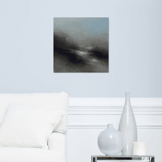 The perfect storm 50X50 cm  - gold particles original oil painting landscape gift modern urban art office art decor home decor gift idea