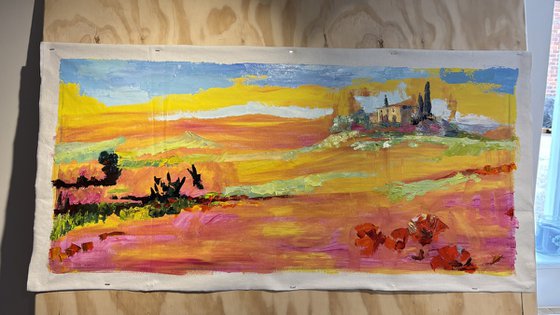 "Poppies of Tuscany.Sunny day."