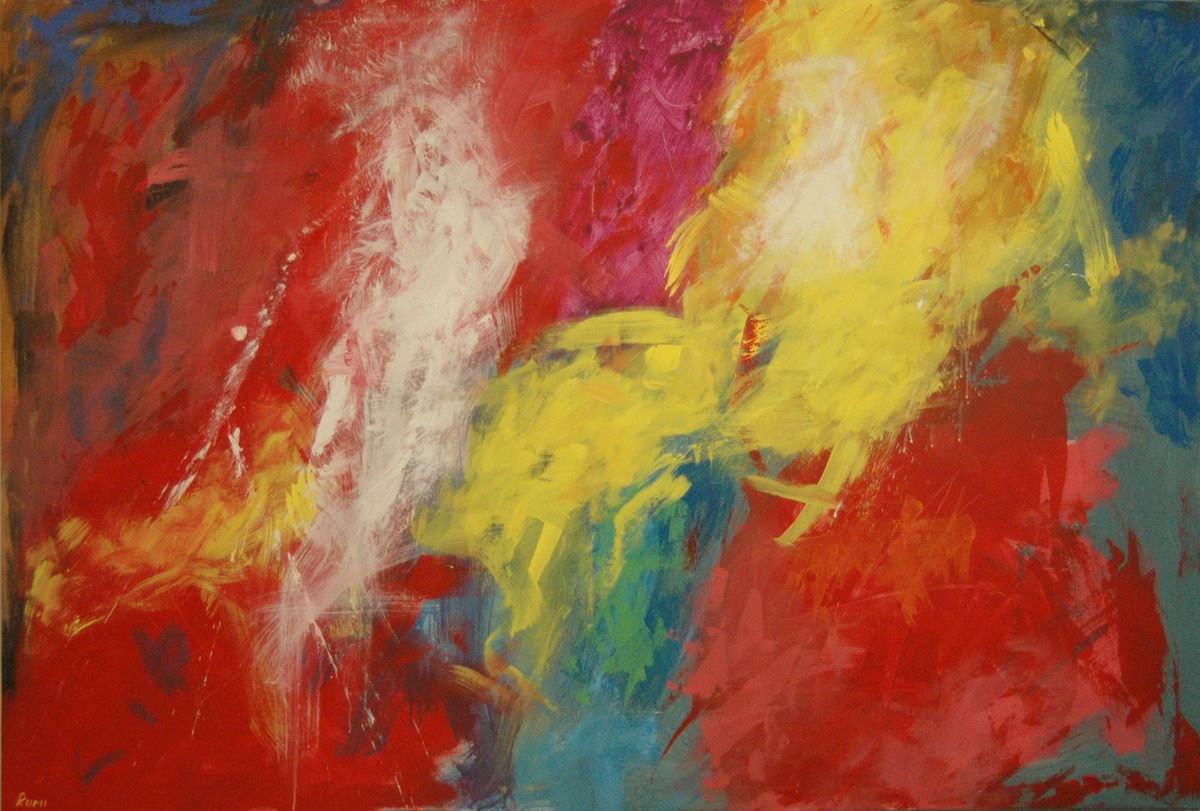 Game Of Colors. XLarge abstract painting. 100 x 150 cm. by Rumen Spasov