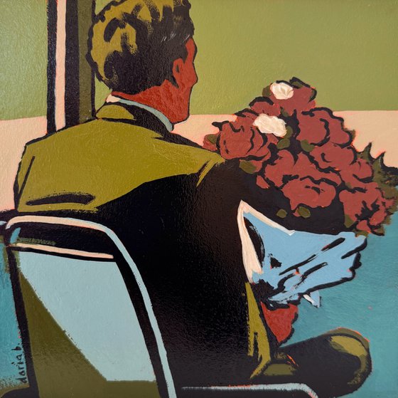 Man in Bus Small Original Painting