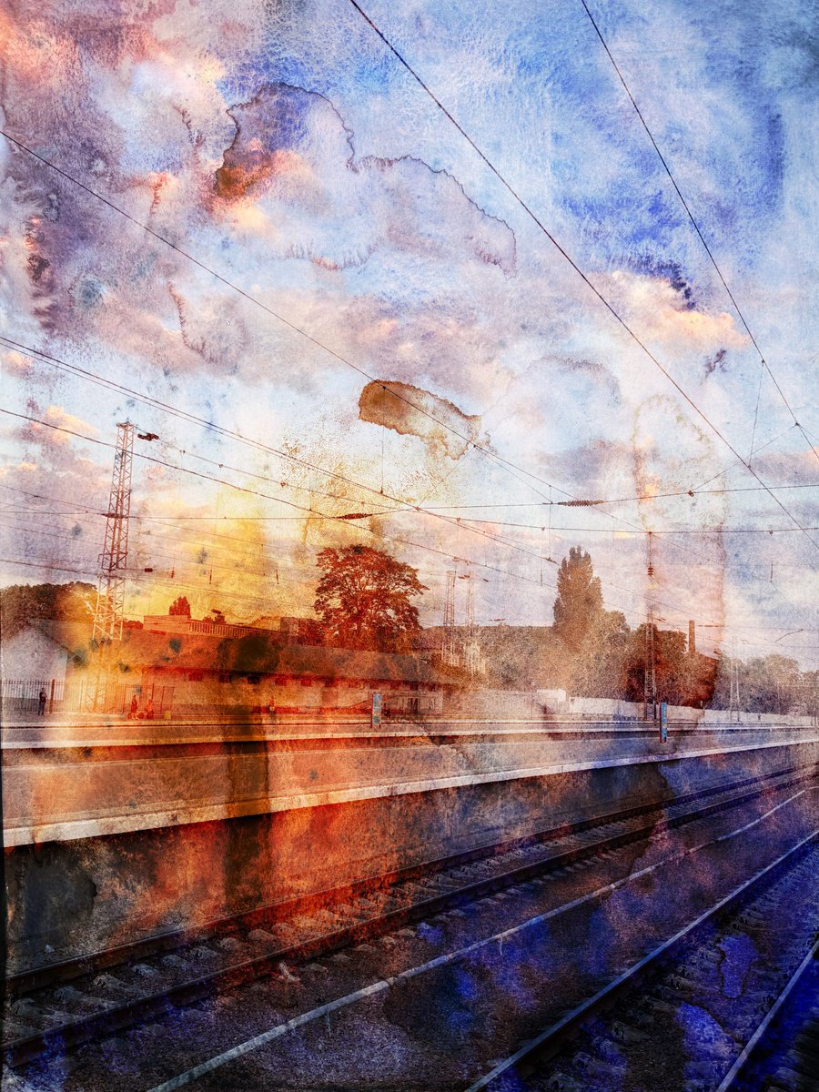 Expressive Cityscapes Giclee Print By Yuliia Sharapova, 17 X 22", Photocollage Night Cityscape, Original Artwork