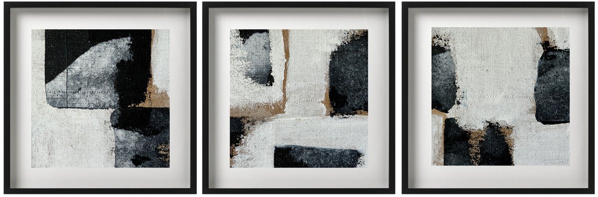 Abstraction No. 4221 black & white set of 3 by Anita Kaufmann